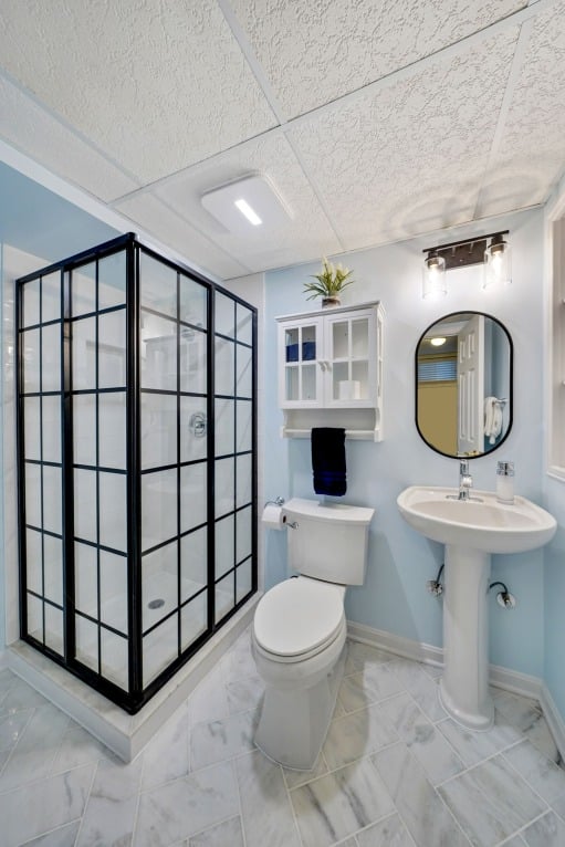 Blue Wall Bathroom Remodel