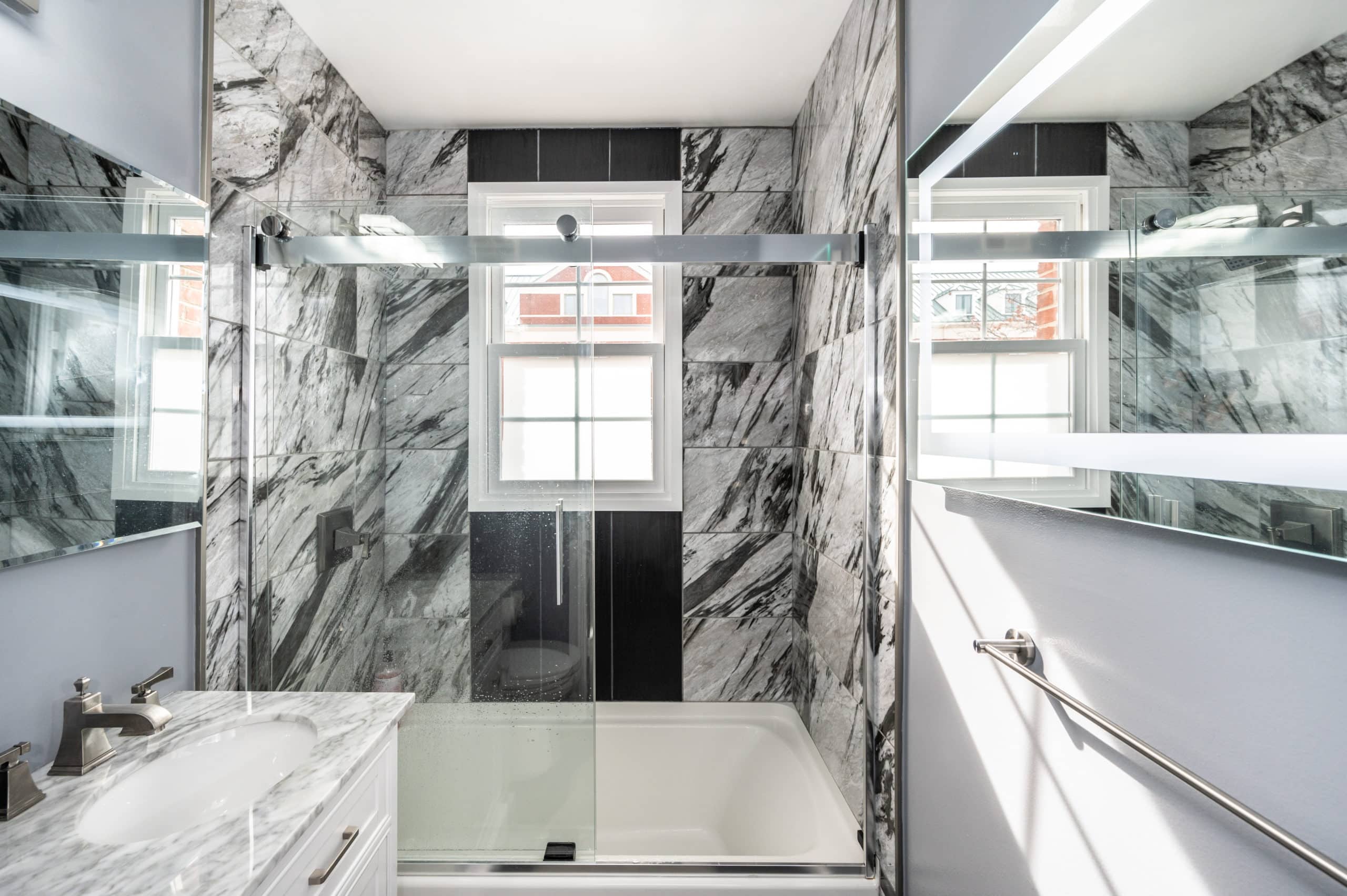 Gray and Black Granite Bathroom Renovation