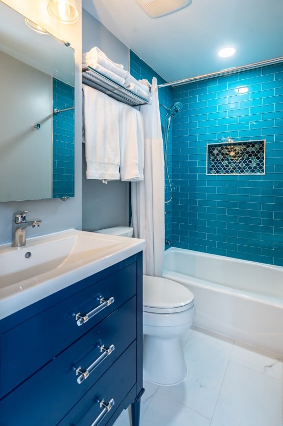 Blue Bathroom Renovation in Virginia